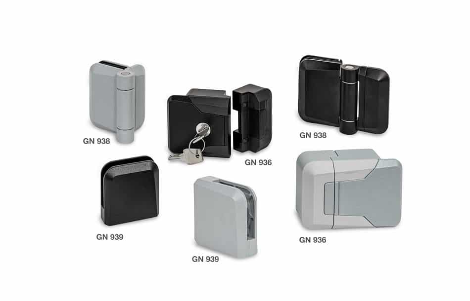 For enclosures, boxes and doors, Ganter Norm offers a design family of hinges, latches and panel support clamps that all go together